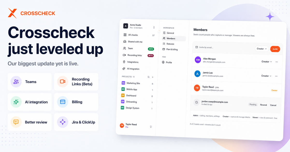 Crosscheck June 2026 Update: Teams, Recording Links & AI Integration