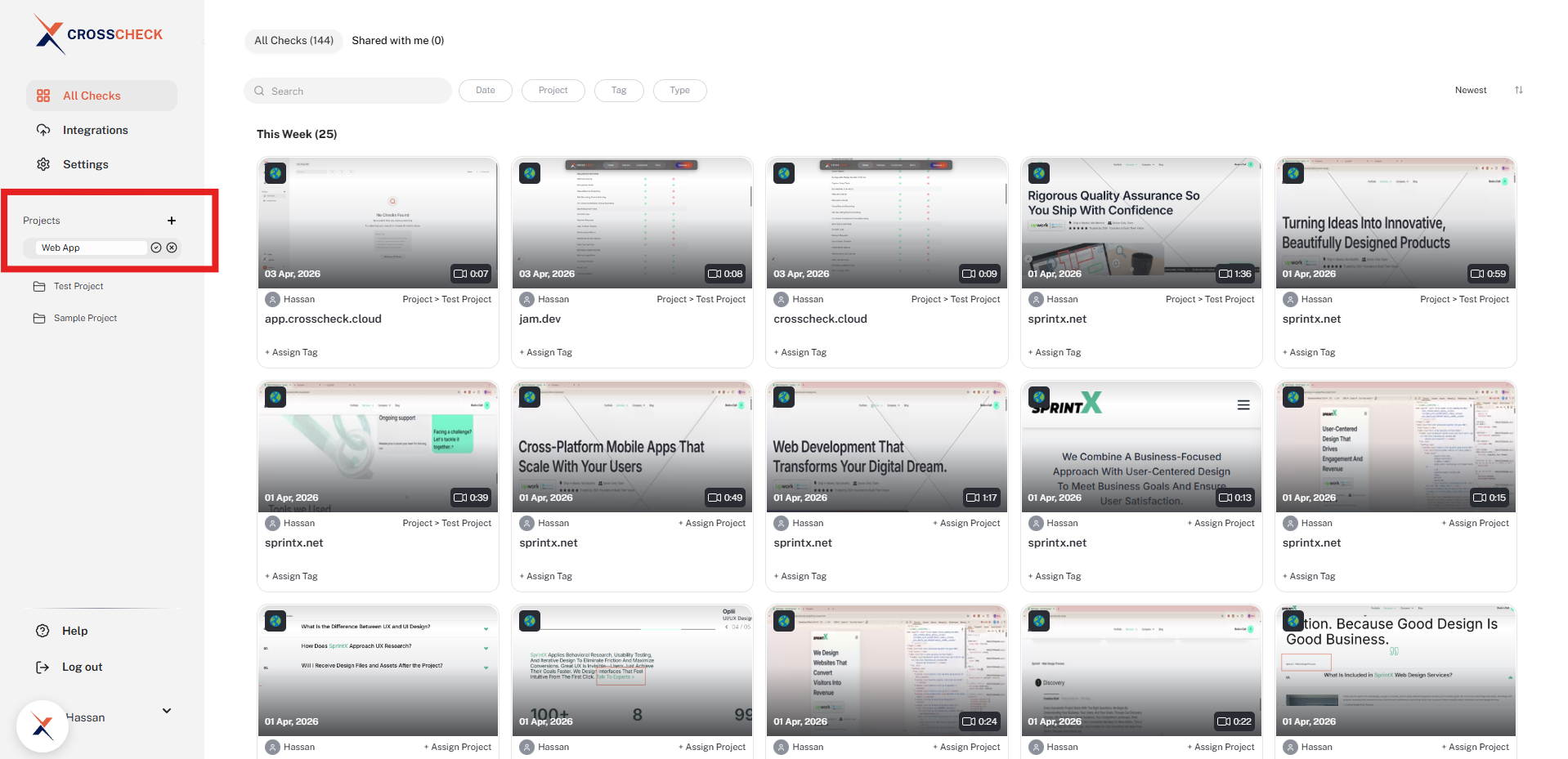 Create project dialog