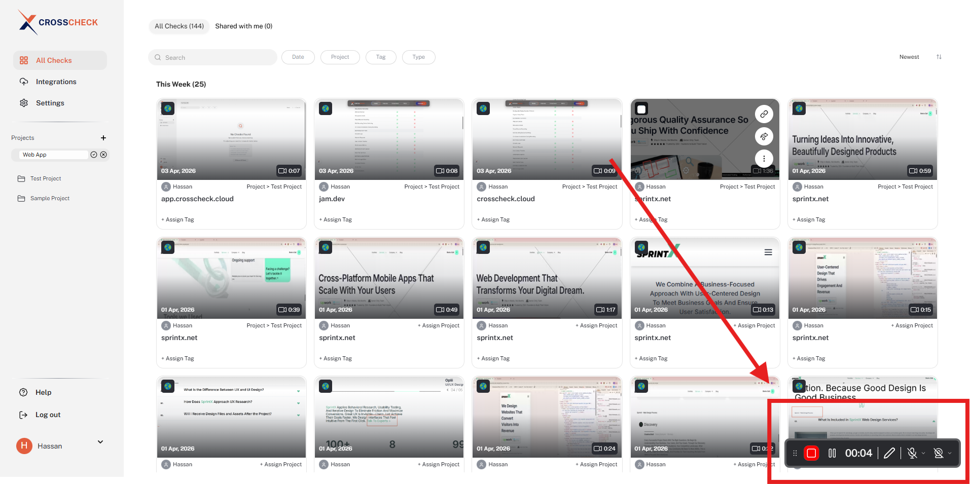 Screen recording controls