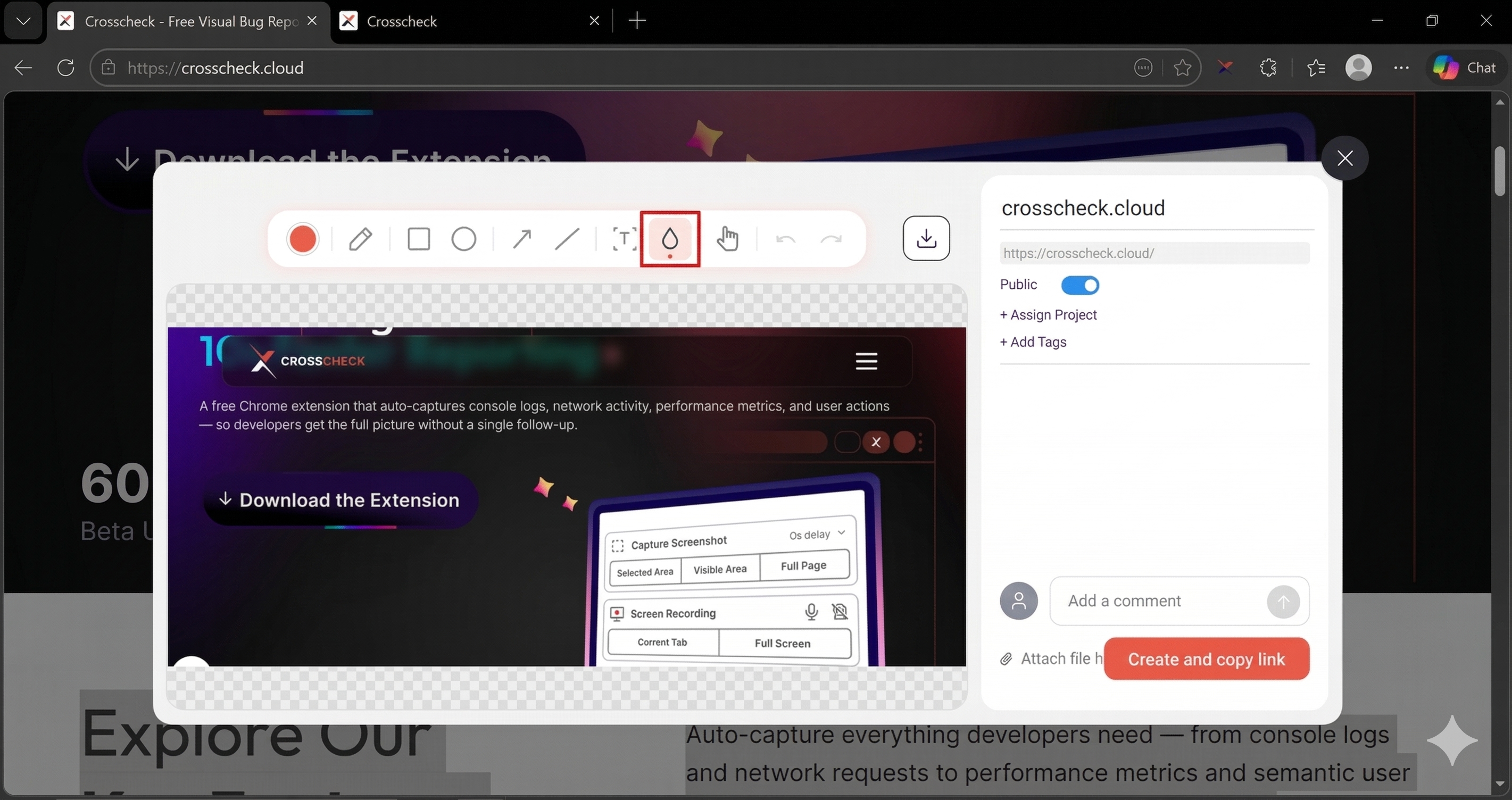 Blur tool applied to sensitive data on a screenshot