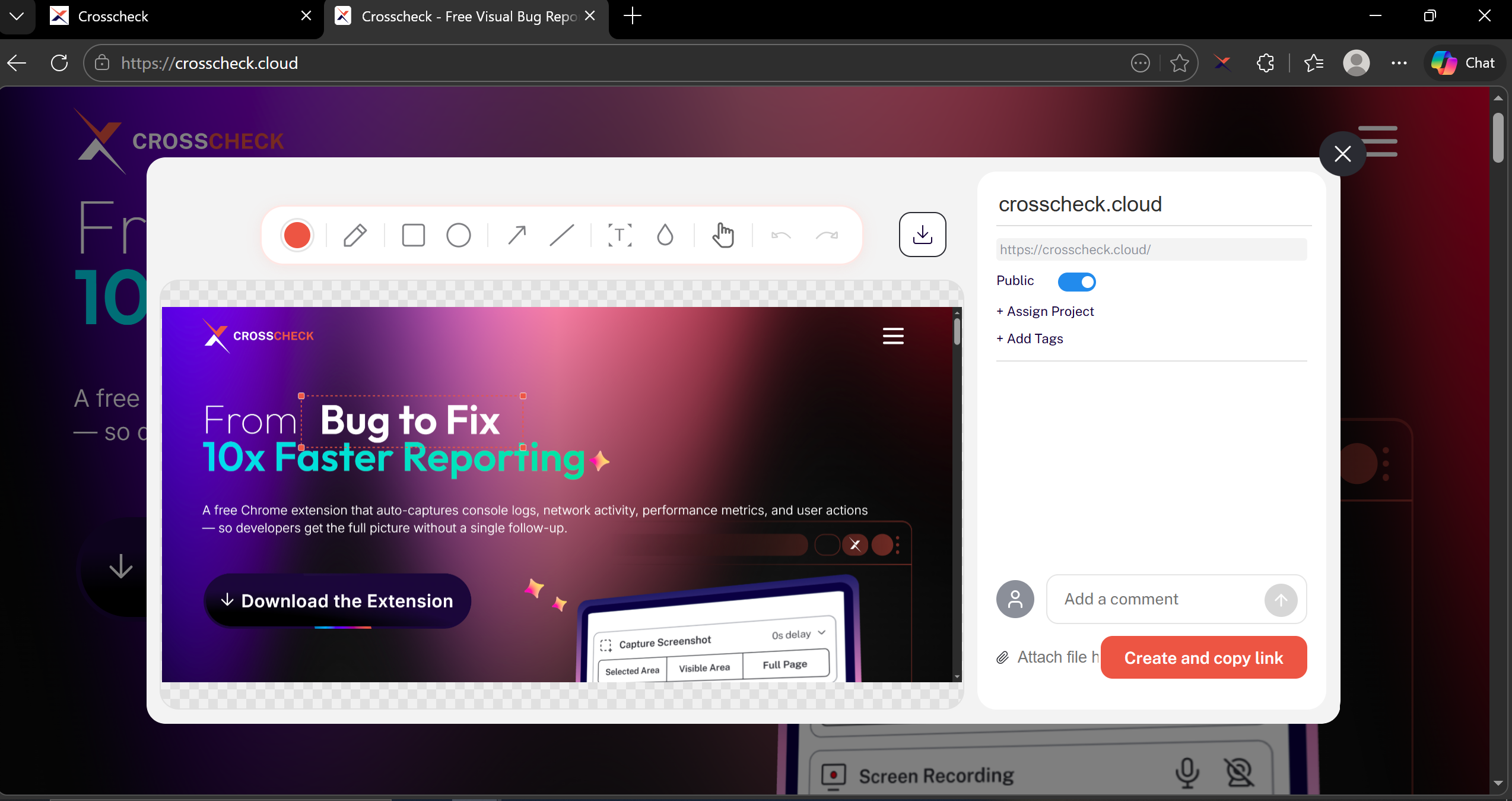 Screenshot capture flow in extension