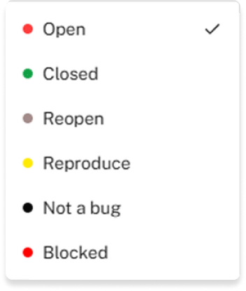 Bug lifecycle status menu