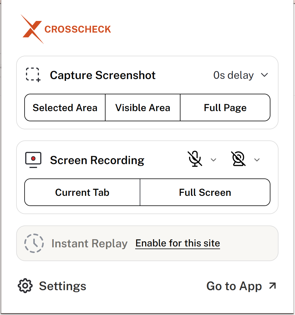Crosscheck extension capture controls